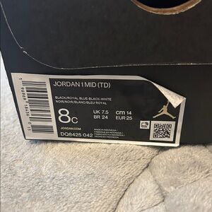 Jordan 1 Mid (TD) Black Royal Blue White